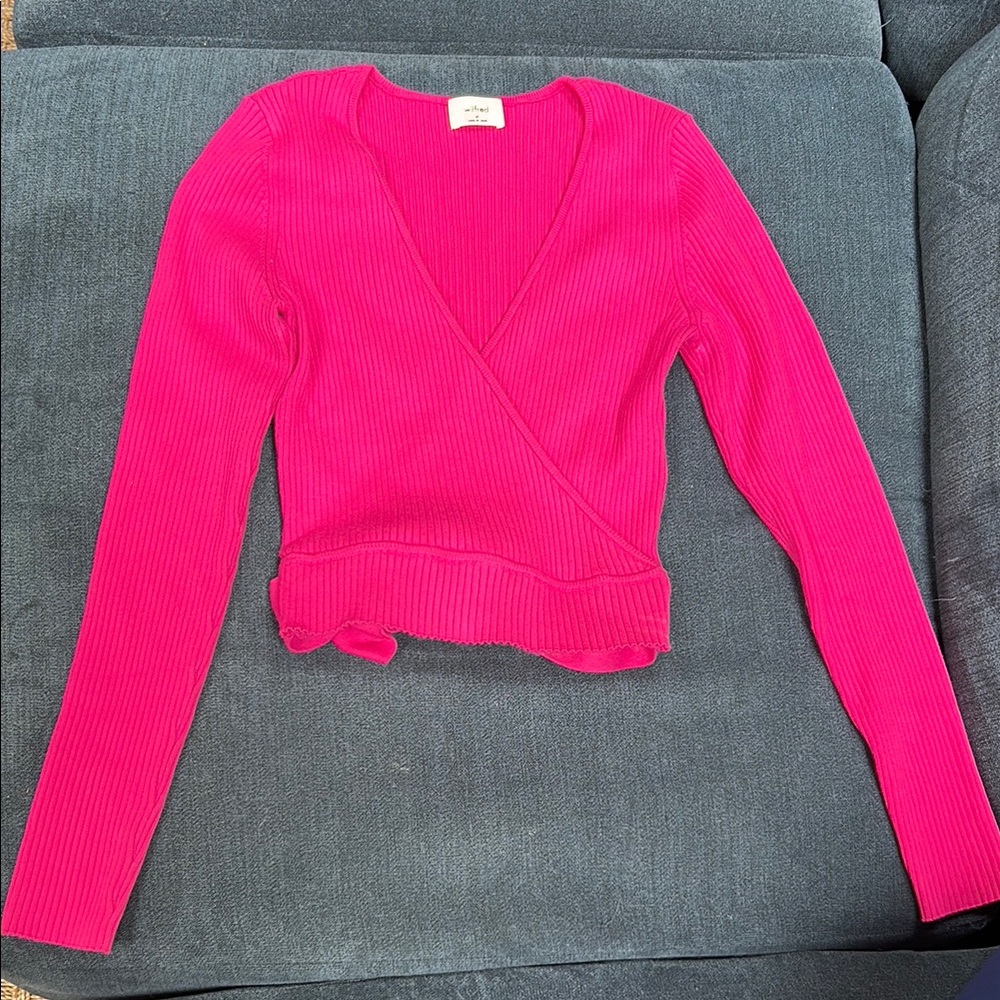 Wilfred Pink Ribbed Wrap Top